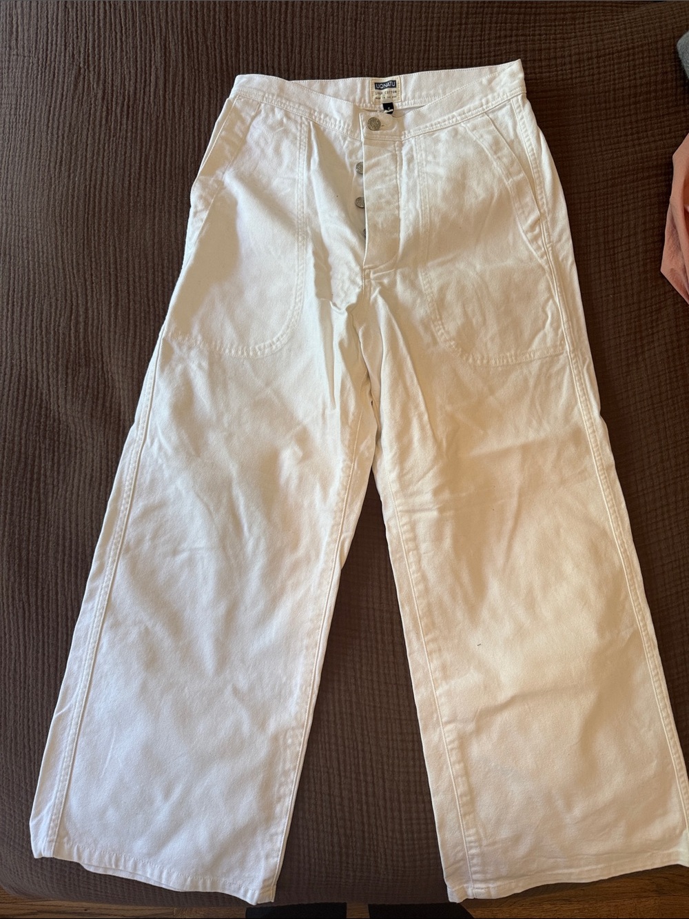 Wide Leg Women's Pants in White - Classic High-Waist Style
